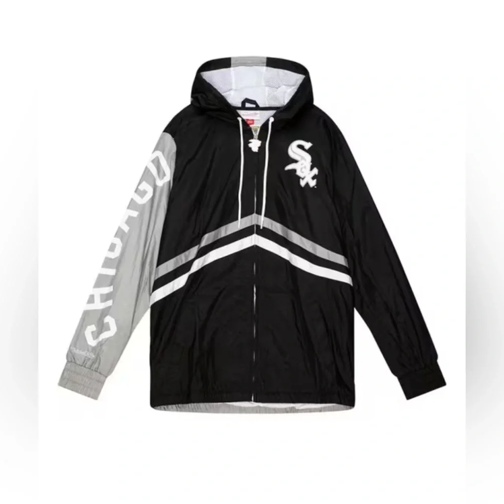 NWT MITCHELL AND NESS CHICAGO WHITE SOX MENS BLACK LIGHT WEIGHT JACKET XL - Picture 1 of 9